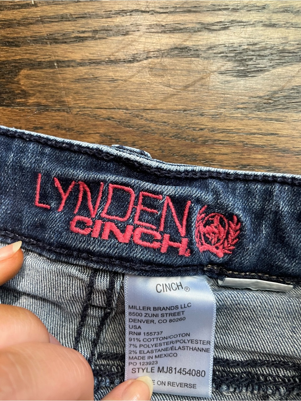 Cinch Lynden Skinny Jeans - Dark Indigo with Red Embroidery